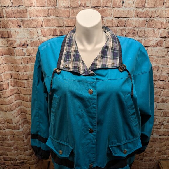 Vintage 90's Mulberry Street Teal and Black Button-Up Jacket Size XL - Picture 3 of 9